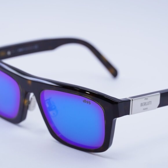 Berluti BL40003U 52X Sunglasses Havana Rectangle Frame, Blue Lenses - Picture 8 of 11